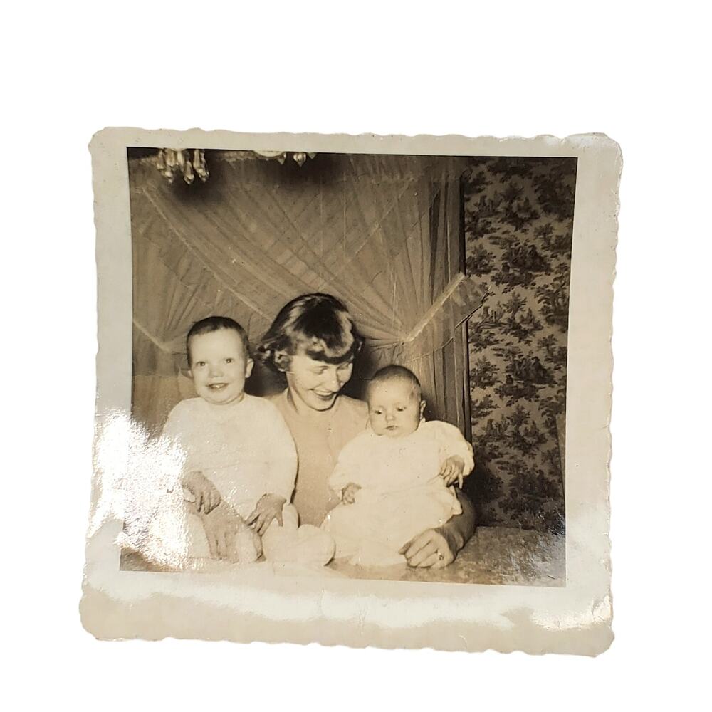 Vtg Mother with Her Children Original Monochrome Photography Found Snapshot